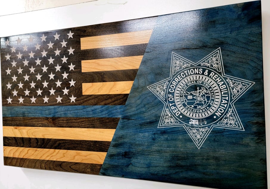 Custom Laser Engraved Thin Blue Line Flag - The Protector