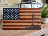 God & Country Wood Desktop Flag